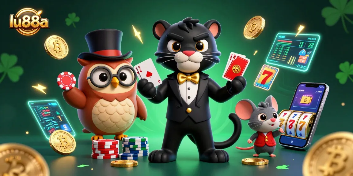 Join the action at lu88a with stylish characters and dynamic poker elements for a vibrant casino scene.