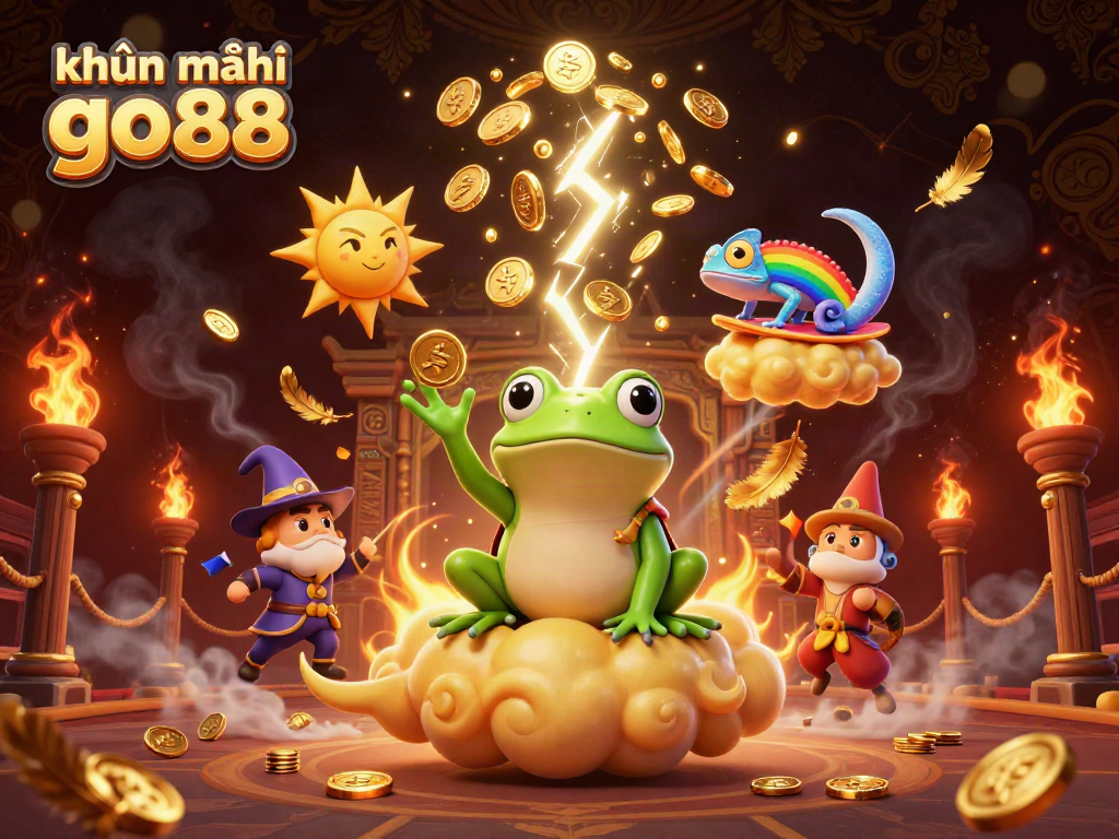 Experience thrilling bonuses in khuyến mãi go88 with a magical casino adventure featuring vibrant characters and gold.