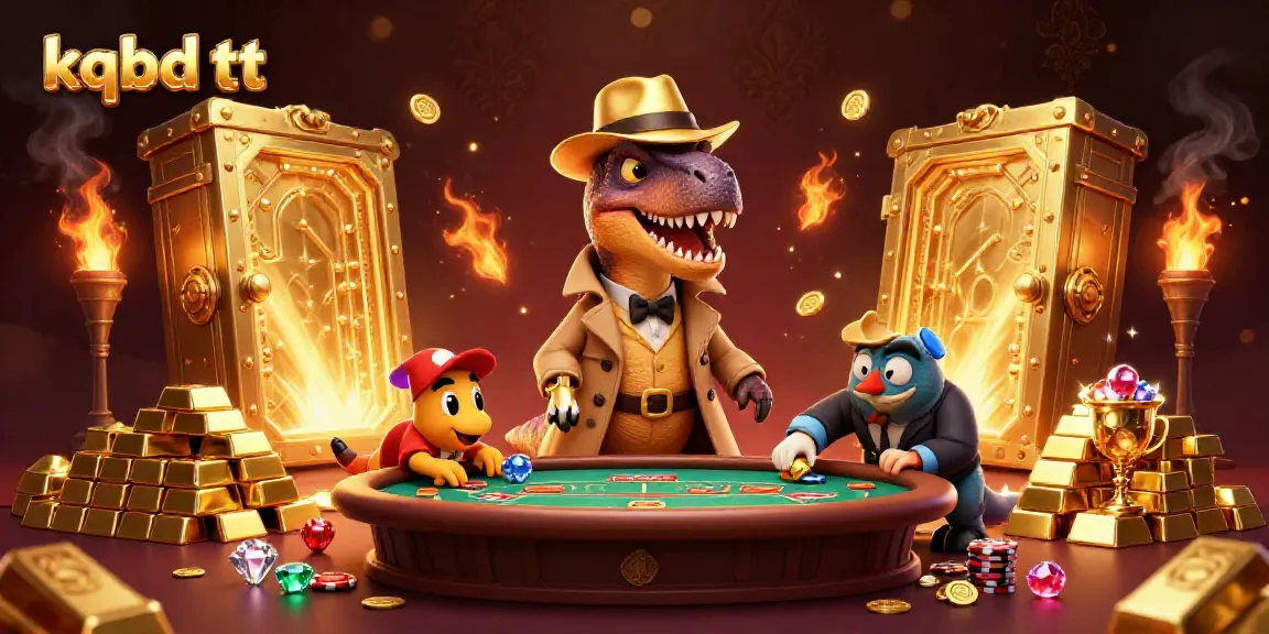 Witness the thrilling scene of kqbd tt with a velociraptor at the blackjack table, gold treasures scattered.