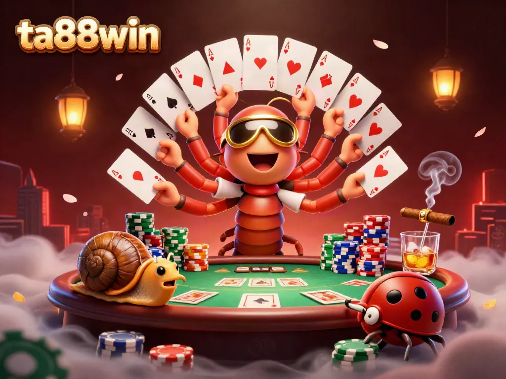 Join the excitement with ta88win as a millipede dealer showcases cards at a vibrant casino table.