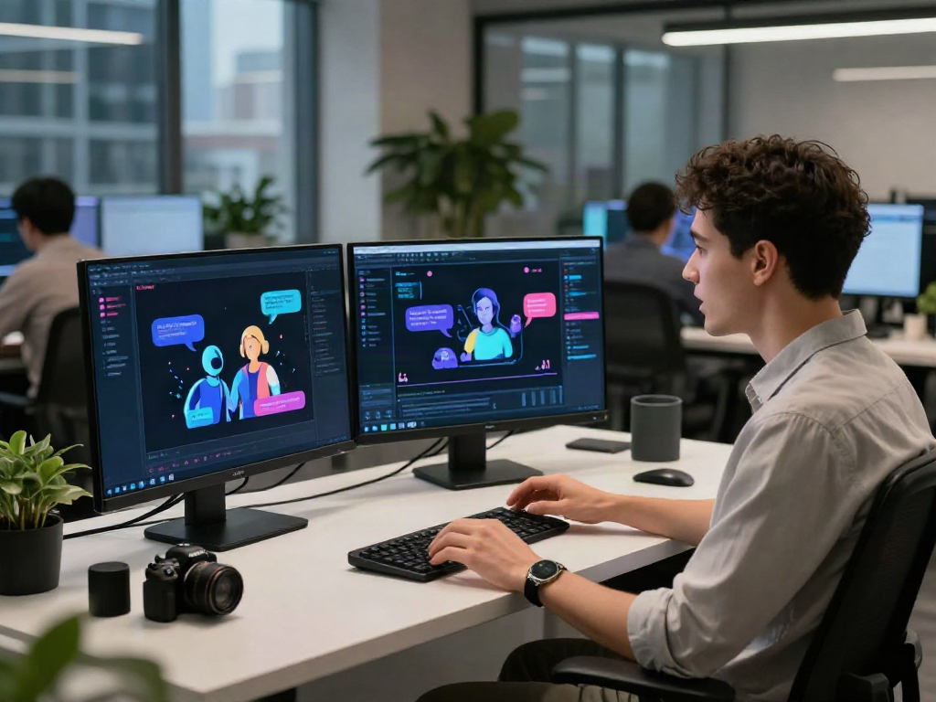 Engaging interaction with juicy ai on a modern tech workspace.
