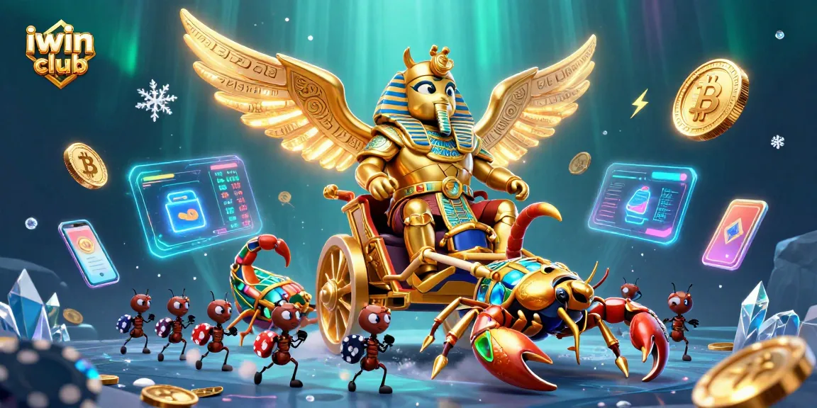 Experience exciting gaming adventures at iwin club with dazzling gold beetles, scorpions, and crypto elements.