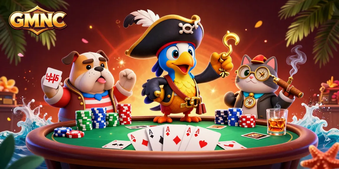 Experience GMNC's thrilling poker adventure with vibrant characters and rich casino elements.