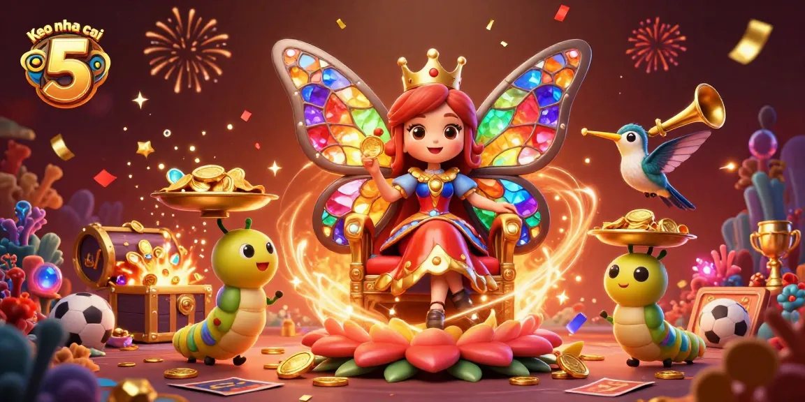 Engage with Keo nha cai 5 in an exciting animated gambling scene filled with vibrant elements.