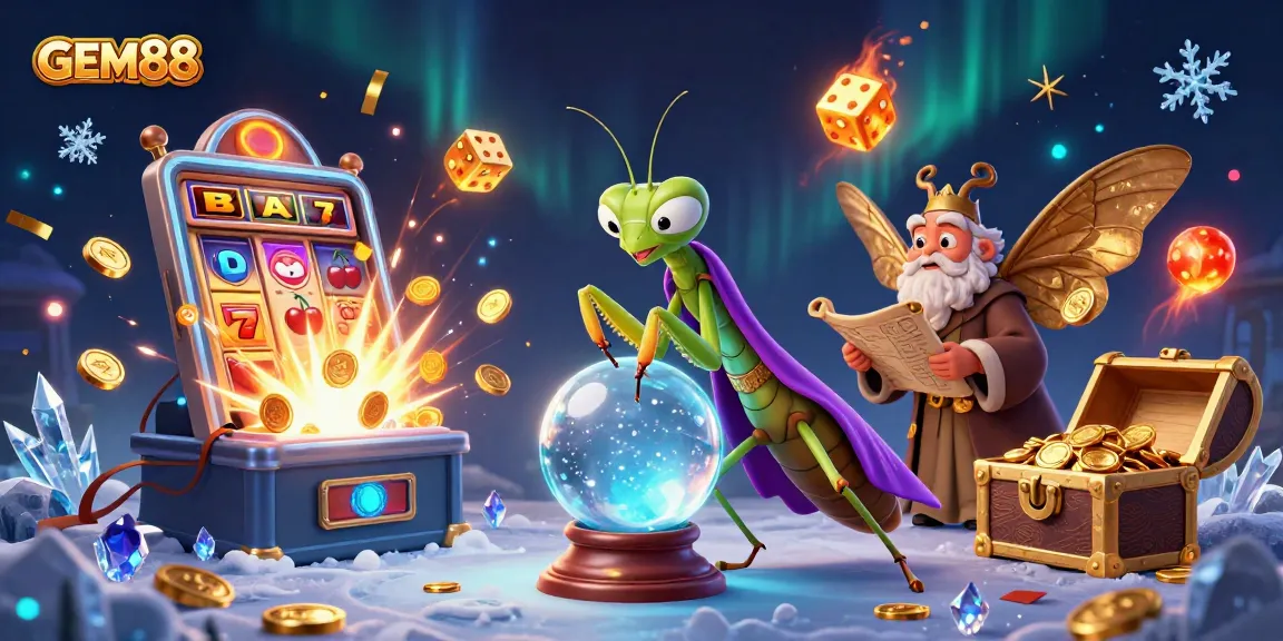 Win jackpots with GEM88 in a captivating casino scene featuring lively characters and dynamic gameplay elements.