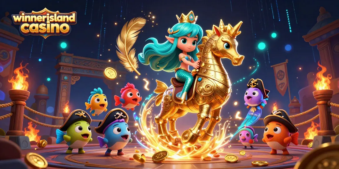 Experience the excitement of winnerislandcasino with vibrant characters and colorful game elements in a magical ocean scene.